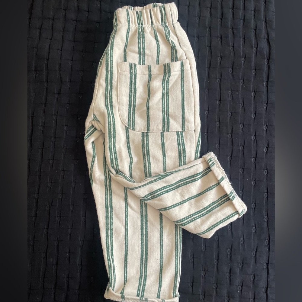 Zara Cream and Green Striped Garment